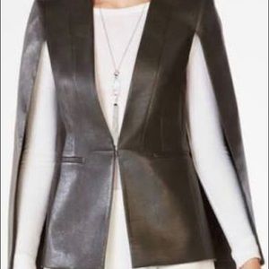 BCBG faux Leather Cape Jacket Wonderful Condition